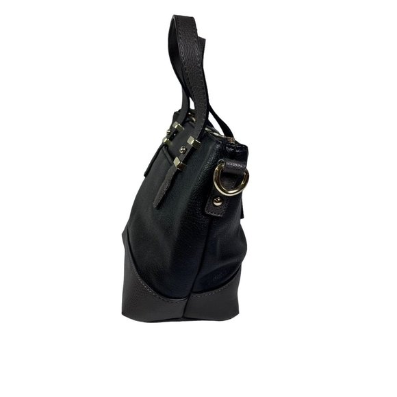 Liz Claiborne Kelsey Handbag Purse Mini Tote 7.5" Black & Grey Vegan Leather - Picture 3 of 16